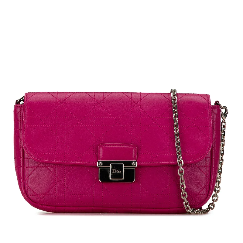 Purple Dior Calfskin Cannage Diorling Wallet on Chain Crossbody Bag