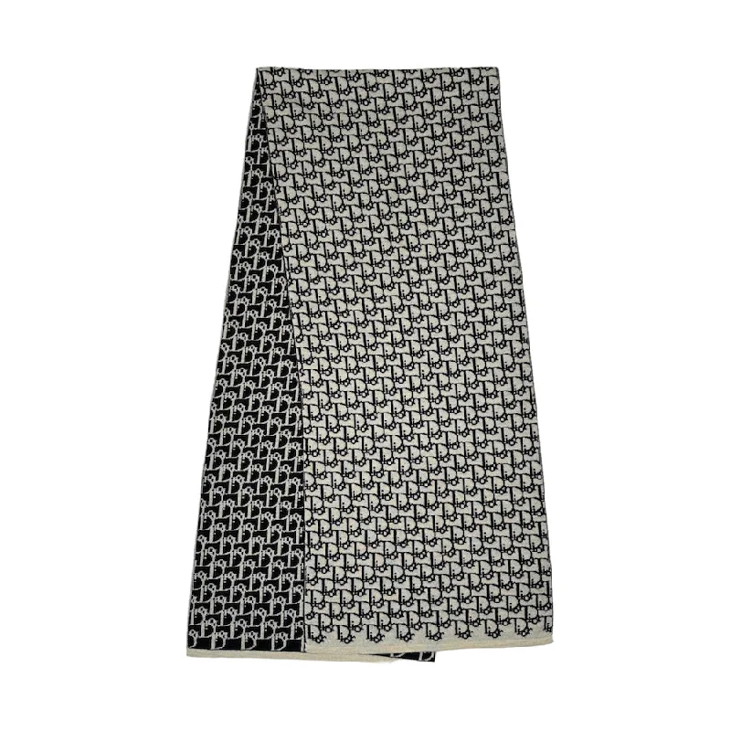 DIOR SMALL TROTTER MONOGRAM SCARF - CREAM/BLACK