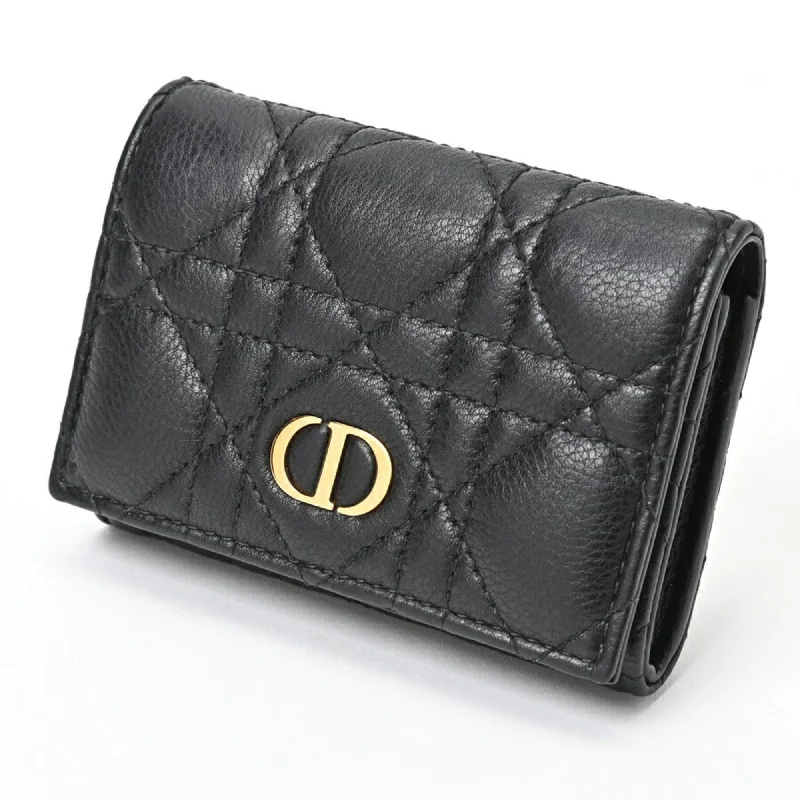 Christian Dior Dior Caro Glycine Wallet S5132UWHC_M900 Cannage Calfskin Black S-155697