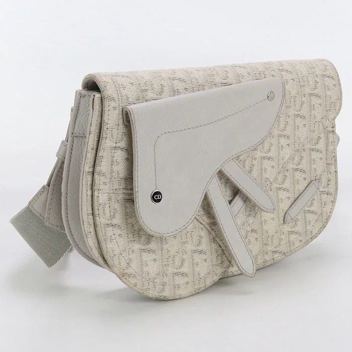 Christian Dior Shoulder Bag Saddle Dior Oplique Jacquard canvas,leather ivory Women