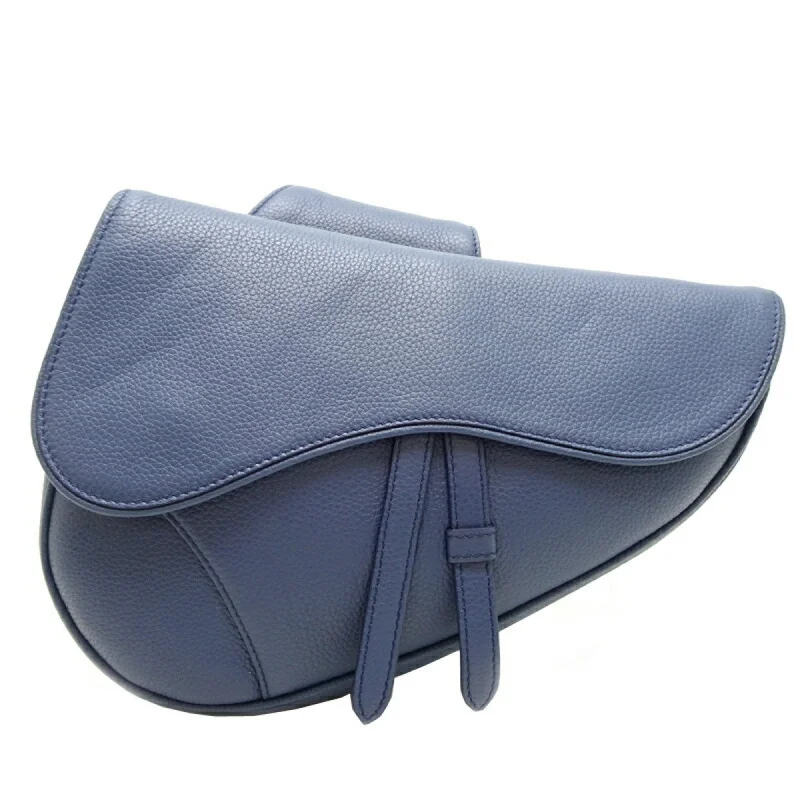 Christian Dior Saddle Bag Women's and Men's Shoulder Leather Blue