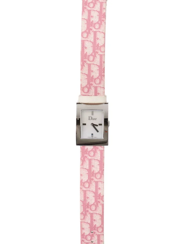 Dior Pink Monogram Mini Watch.