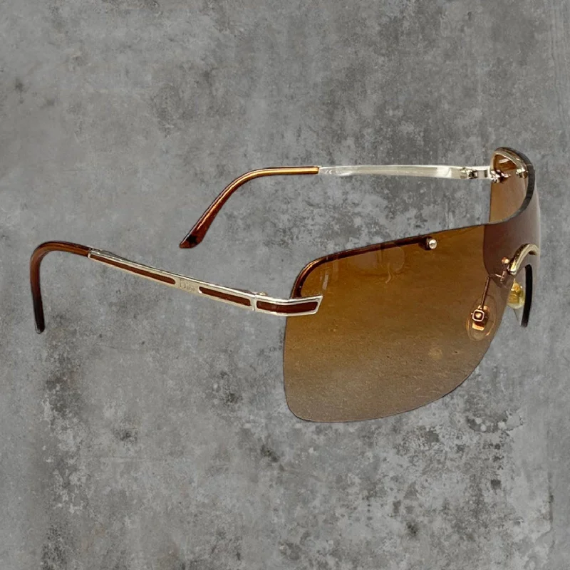 DIOR BROWN RIMLESS WRAP SUNGLASSES