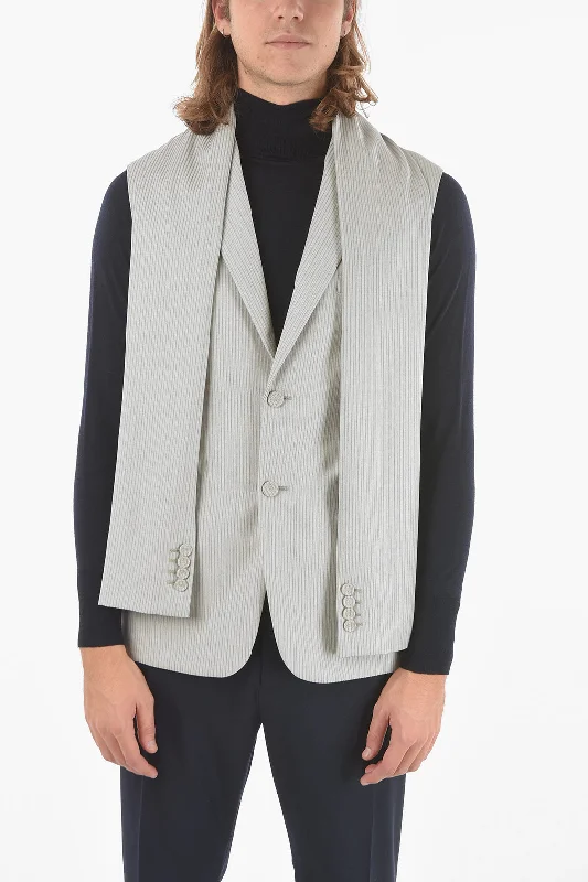 Dior HOMME Wool Vest with Peak Lapel and Sleeve Scarf