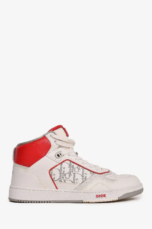 Christian Dior White/Red Oblique High Top Sneakers Size 42 Mens