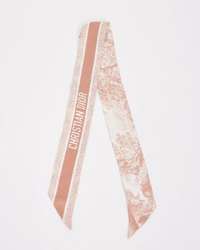 Dior Blush Jouy Logo Silk Twilly Scarf