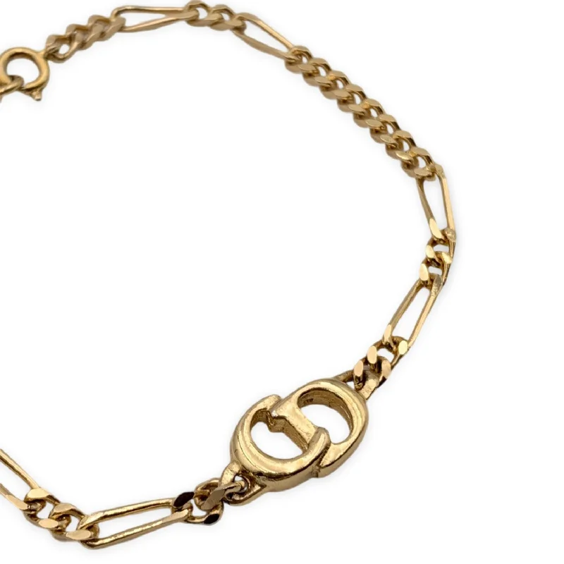 CHRISTIAN DIOR Vintage Gold Metal Cd Logo Chain Bracelet