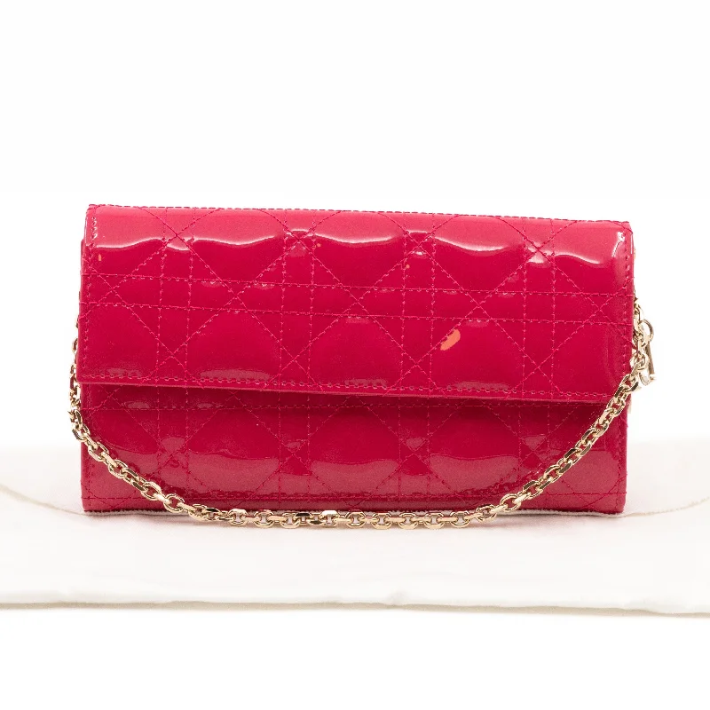 Lady Dior Wallet on Chain Pink Patent Leather