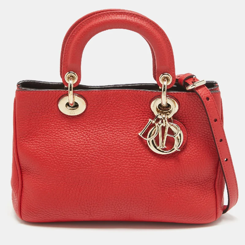 Dior Red Leather Small Diorissimo Tote