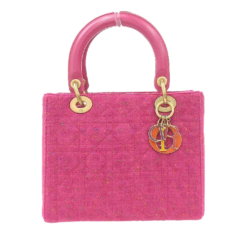 Christian Dior Lady Dior Tweed Handbag Pink