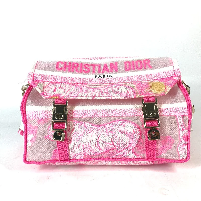 Dior Shoulder Bag canvas pink Toile de Jouy embroidered logo