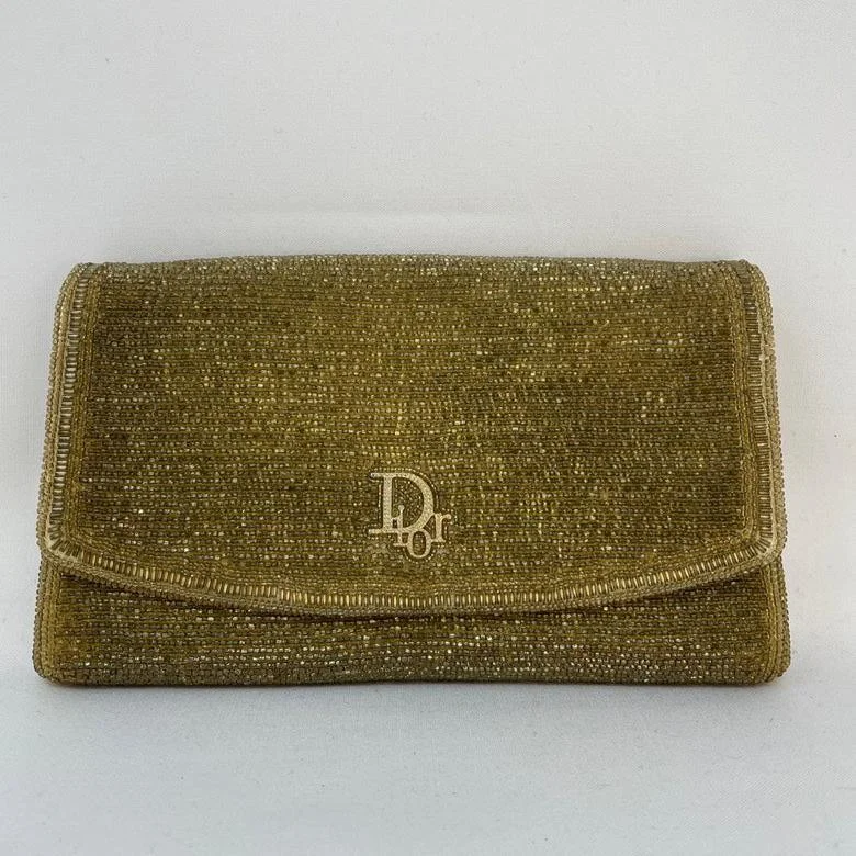 Dior Vintage Shiny Gold Wallet On Chain