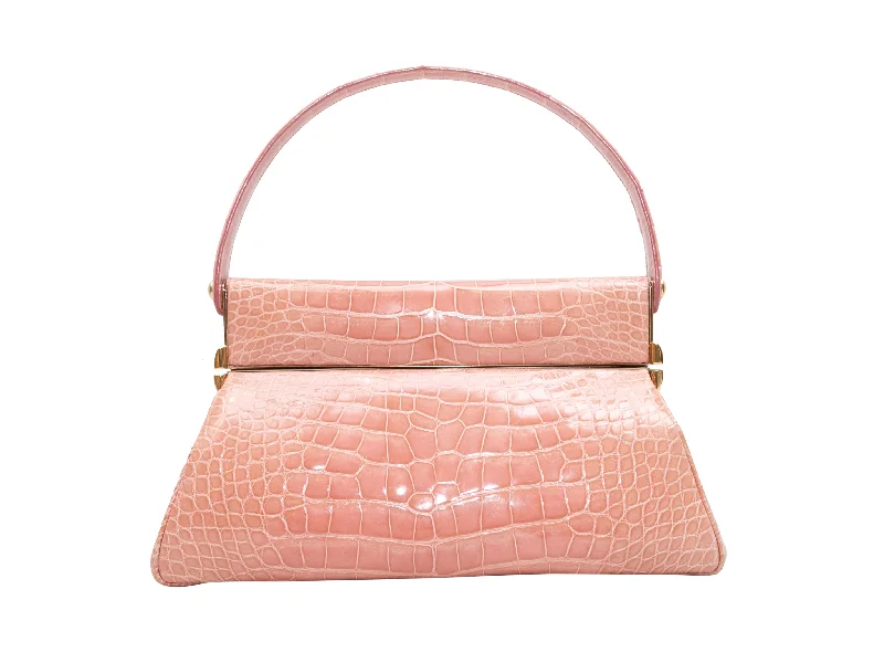 Pink Christian Dior 2008 Niloticus Crocodile Babe Compact Mirror Bag