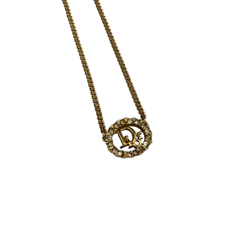 DIOR OBLIQUE RHINESTONE OVAL GOLD-PLATED NECKLACE