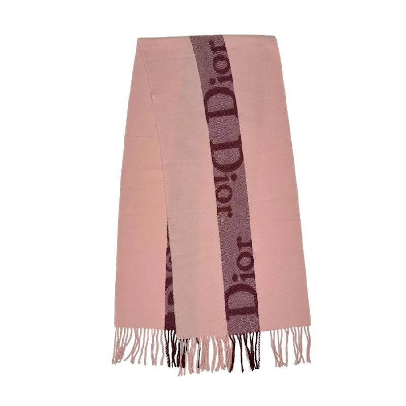 DIOR SPELLOUT TASSEL SCARF - PINK/MAROON