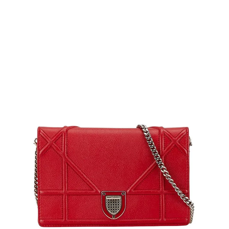 Dior Diorama Red Leather Chain Shoulder Bag