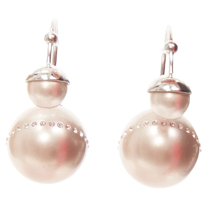 Dior Tribales Pealescent Faux Pearls Crystal Orbital Pin Earrings