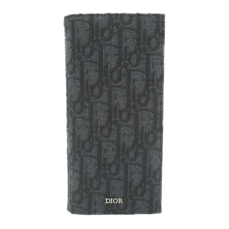 Christian Dior Dior Trotter Zip Long Wallet, Bi-fold Jacquard, Women's, Black, 20BBCC002YSE