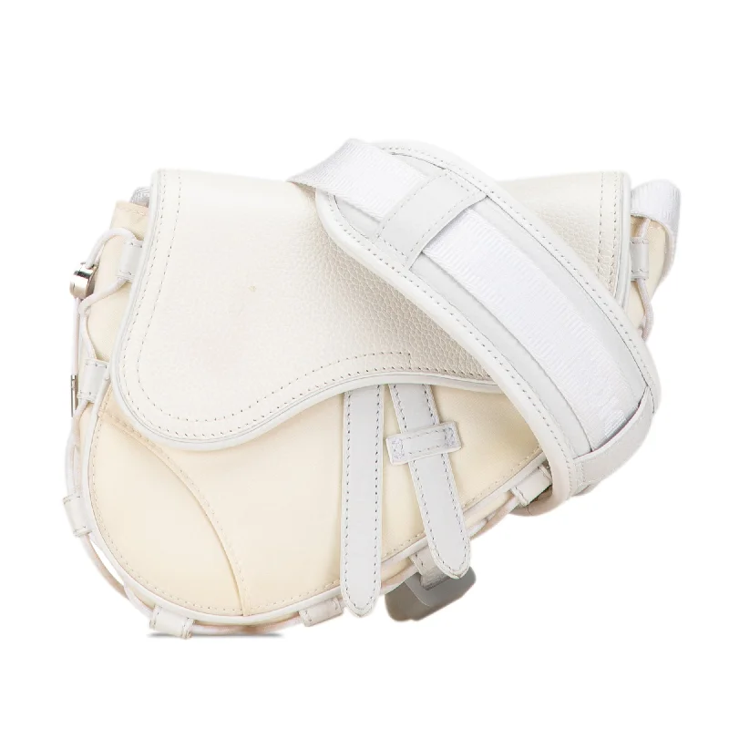 White Dior Sacai Technical Fabric and Leather Saddle Bag