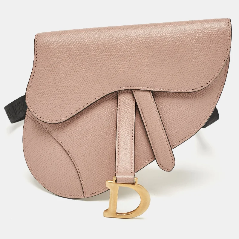 Dior Pink/black Leather Saddle Belt Bag