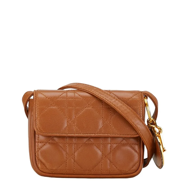 Dior Cannage Leather Shoulder Bag Brown