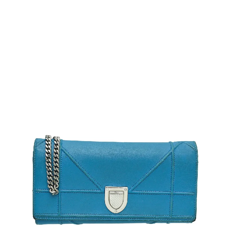 Christian Dior Blue Diorama Wallet on Chain