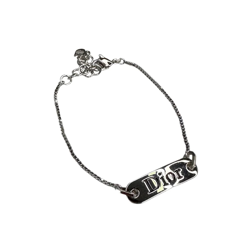 DIOR BLACK DEBOSSED LOGO PLATE BRACELET