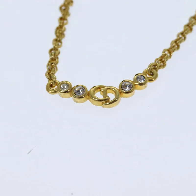 CHRISTIAN DIOR Necklace metal Gold Auth yk13073