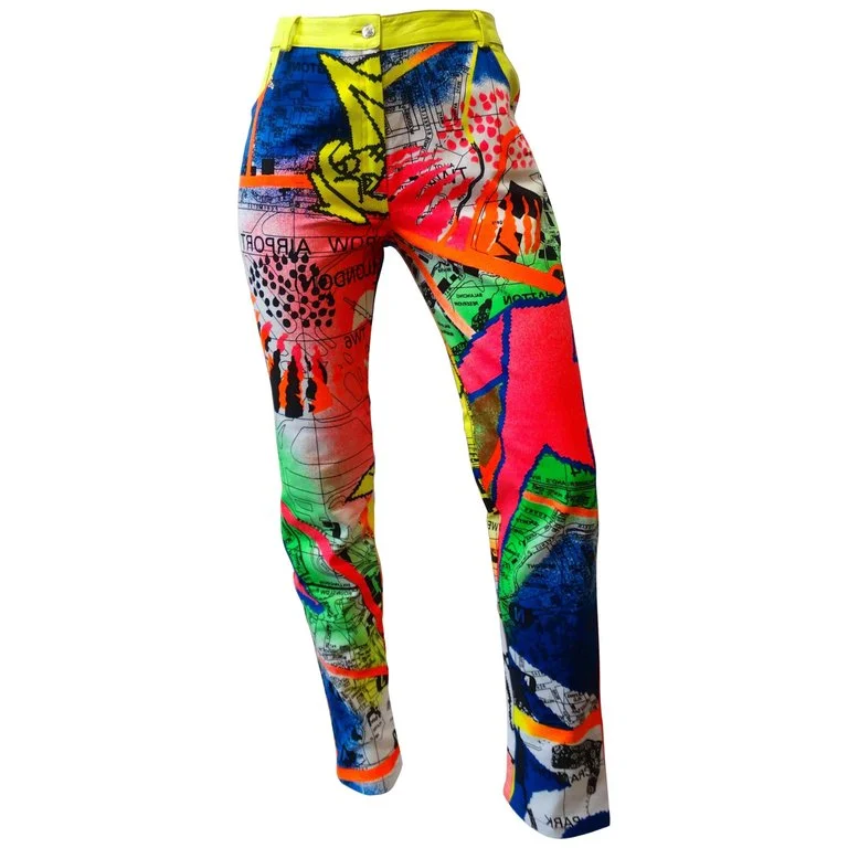 1990s Christian Dior Neon Graffiti Pants