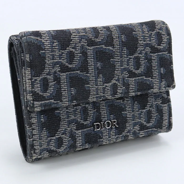 Christian Dior Tri-fold wallet Tri-fold wallet with coin purse/Dior Oblique Navy