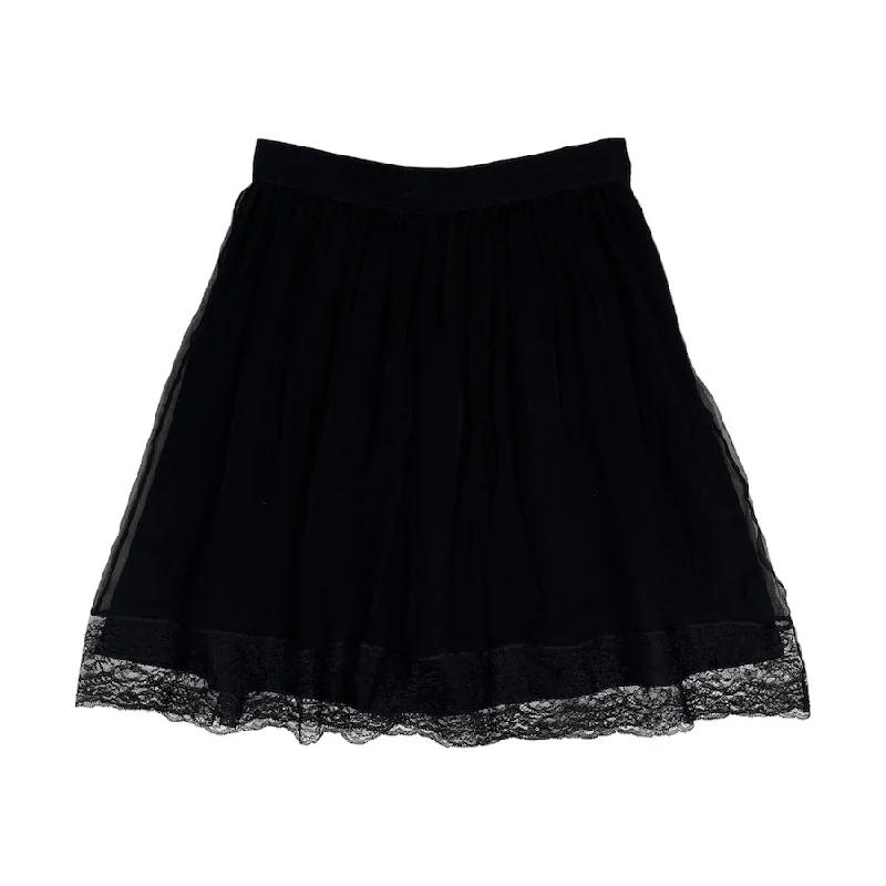 DIOR LACE TRIM SILK SKIRT - BLACK