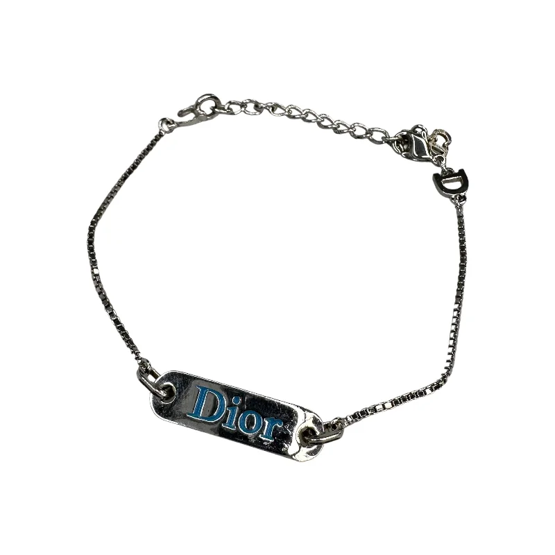 DIOR BLUE DEBOSSED LOGO PLATE BRACELET