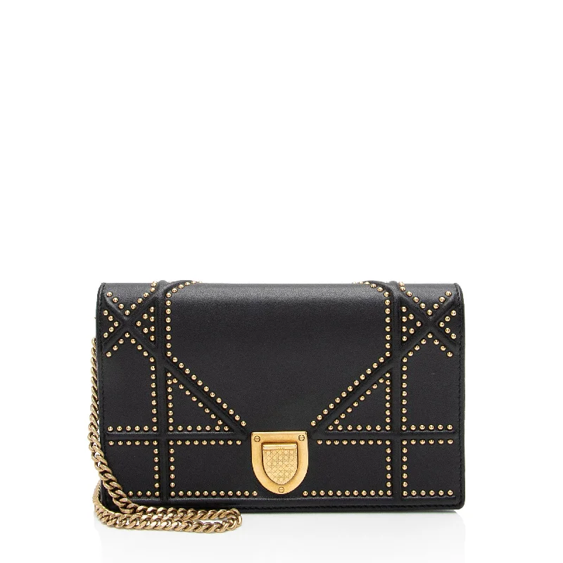 Dior Calfskin Studded Diorama Wallet on Chain Bag (SHF-c4jLp0)