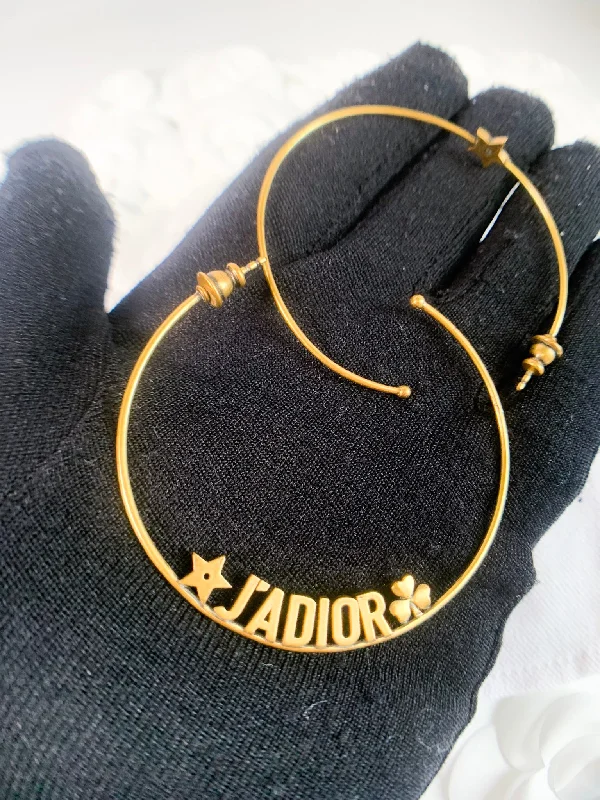 Dior J’adore Hoops Earrings Antique Gold