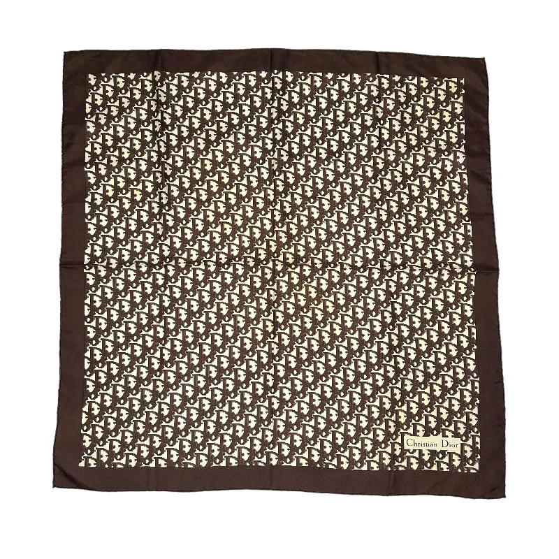 DIOR BROWN/OFF WHITE SILK SCARF (I)