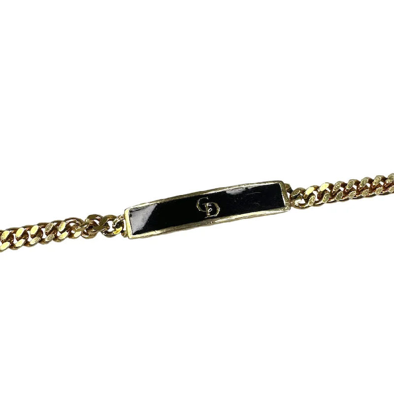 DIOR CD INITIALS PLATE CUBAN LINK BRACELET - GOLD / BLACK