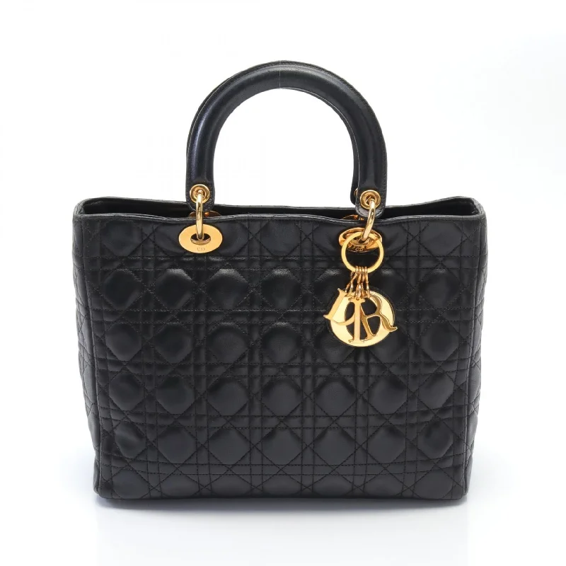 Dior Lady Dior Large Leather Handbag Black