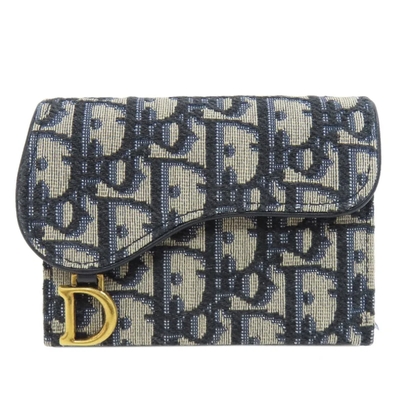 Christian Dior Saddle Trotter Pattern Business Card Holder/Card Case Canvas Women's