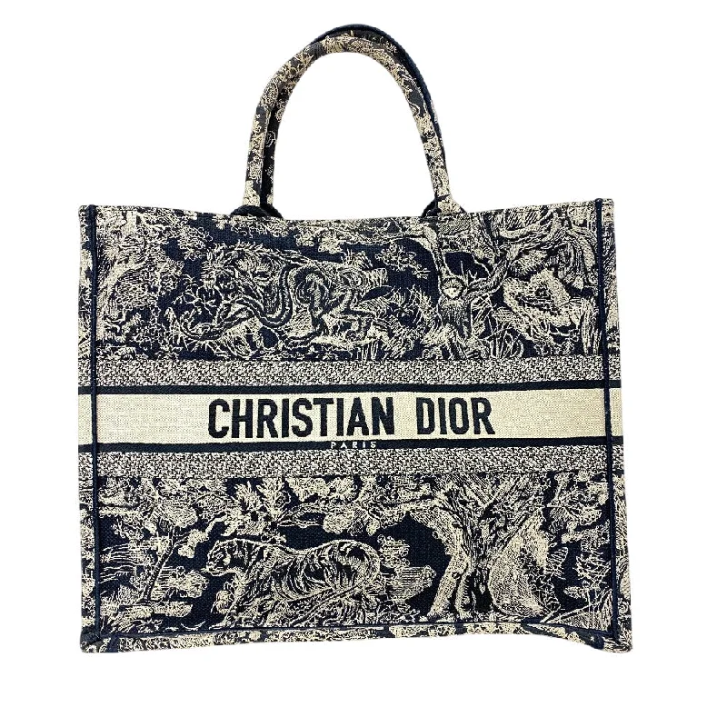 Christian Dior Tote Bag canvas Navy Book tote