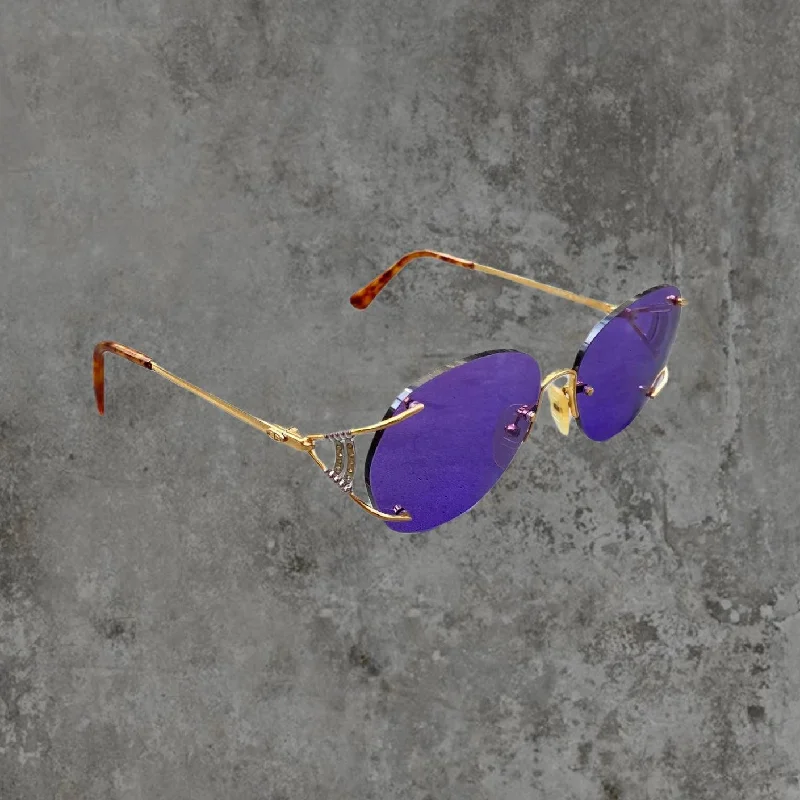 DIOR PURPLE AND GOLD RIMLESS SUNGLASSES