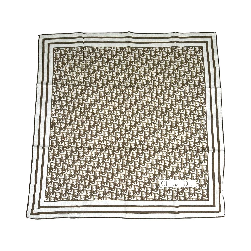 DIOR LIGHT BROWN MONOGRAM COTTON SCARF