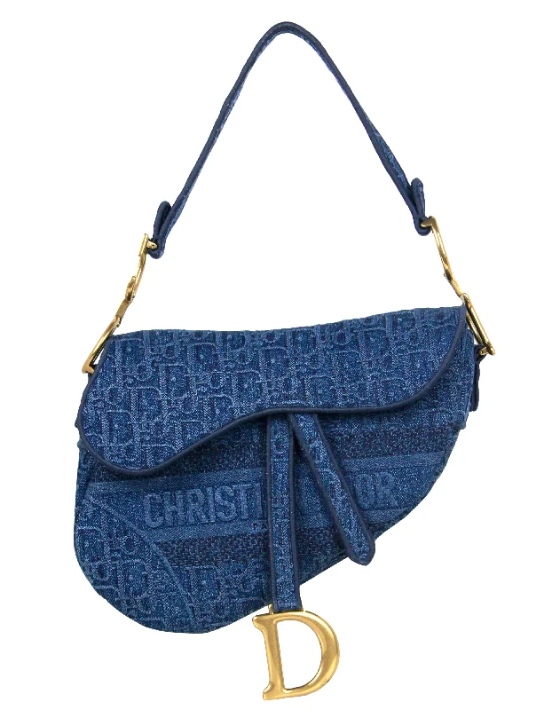 Christian Dior Denim Oblique Monogram Saddle Bag