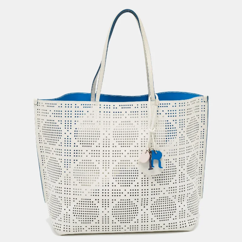 Dior White Cannage Perforated Leather Dioriva Tote