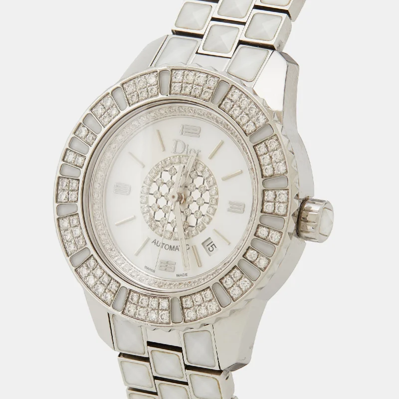 DIOR Mother Of  Pearl Diamonds Stainless Steel Christal CD113512M001 Women's Wristwatch 33 mm