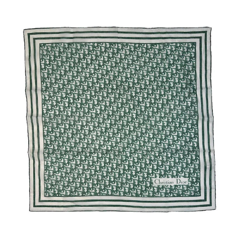 DIOR MONOGRAM SILK SCARF (GREEN/WHITE)