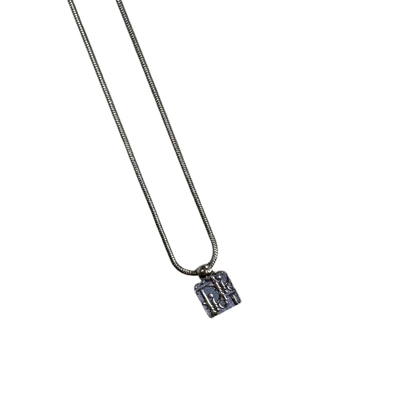 DIOR BLUE TROTTER SQUARE PENDANT NECKLACE