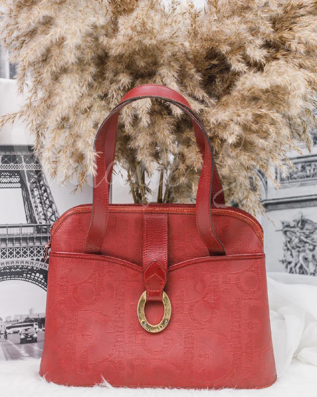 Dior Vintage Red Coated Canvas Tote