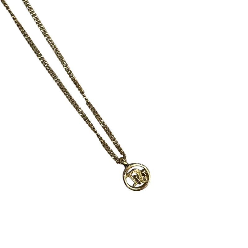 DIOR CIRCLE OBLIQUE LOGO NECKLACE - GOLD PLATED