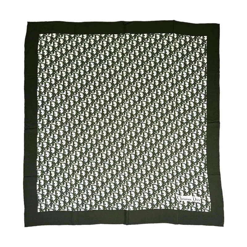 DIOR GREEN MONOGRAM SILK SCARF