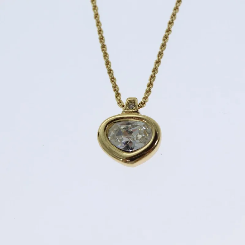 CHRISTIAN DIOR Necklace metal Gold Auth yk13053